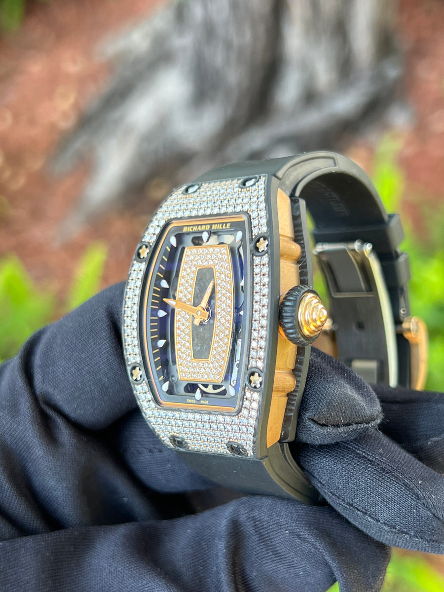 Richard Mille RM07 01 NTPT, Rose Gold & Factory Set Diamonds With Box & Accessories