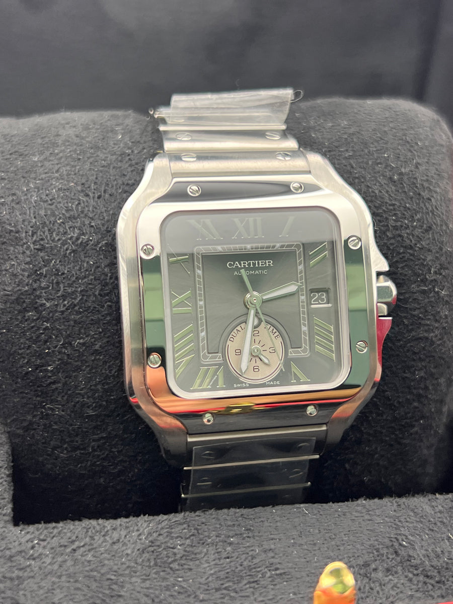 New/Unworn Cartier Santos Dual Time WSSA0076 Complete Set Dated 03/2025