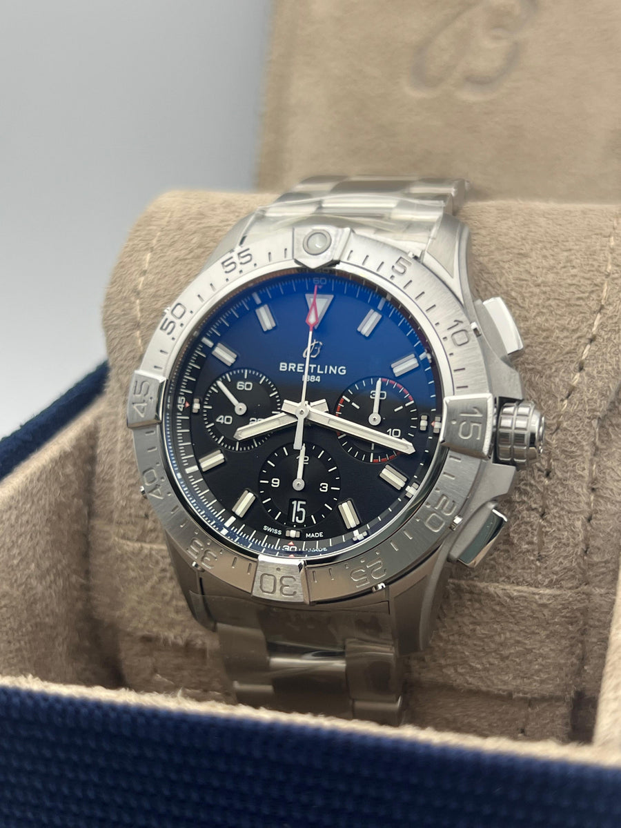 New/Unworn Breitling Avenger Chronograph AB0146101B1A1 Complete Set Dated 2025
