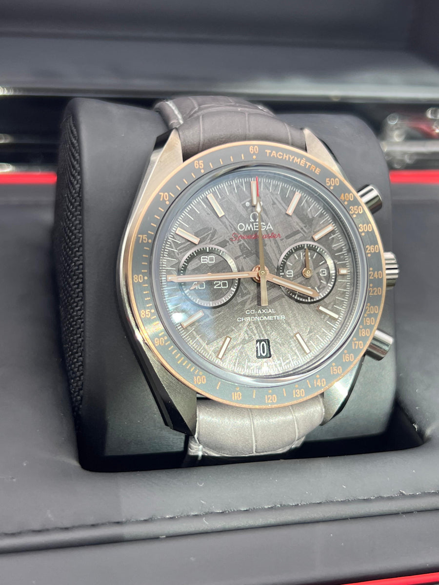 New/Unworn Omega Speedmaster Dark Side of the Moon Meteorite 311.63.44.51.99.001 Complete Set