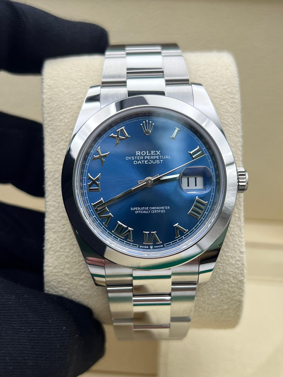 Like New Rolex Datejust Blue Azzurro 126300 Complete Set Dated 2022