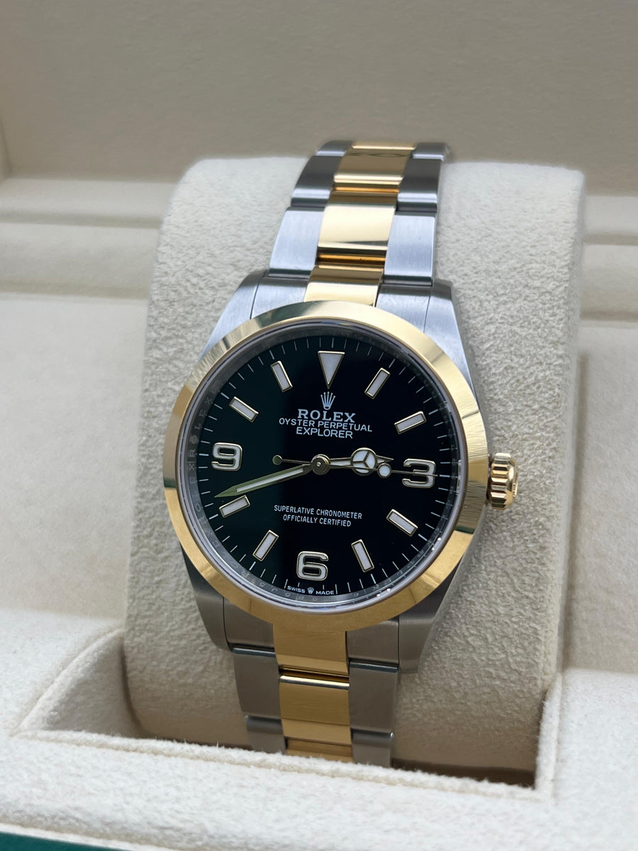 Rolex Explorer Two Tone 124273 Complete Set Dated 2022