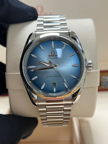 New/Unworn Omega Seamaster Aquaterra 38mm Summer Blue 220.10.38.20.03.004 Complete Set Dated 2024