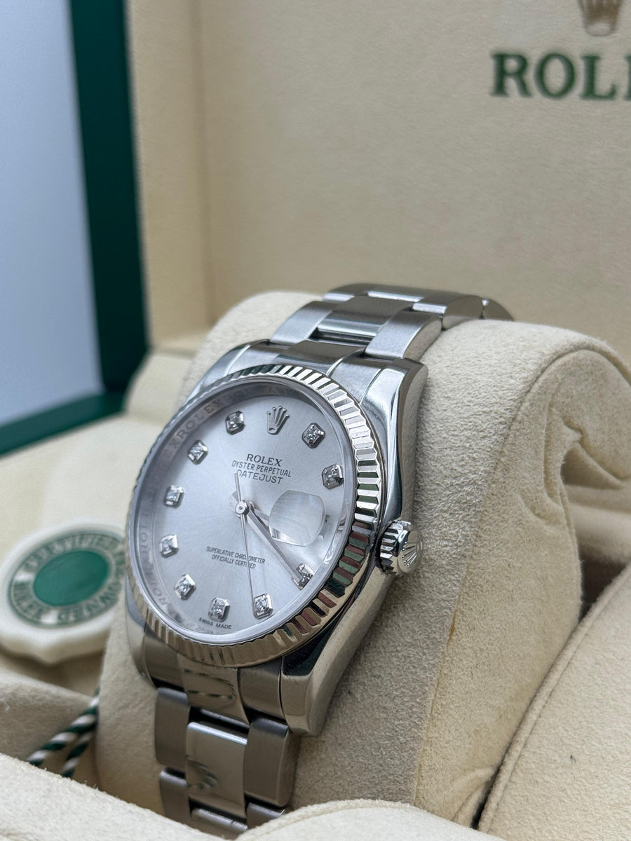 Rolex Datejust 116234 Certified Pre Owned Dated 08/2025 and Original Warranty Card Dated 2012