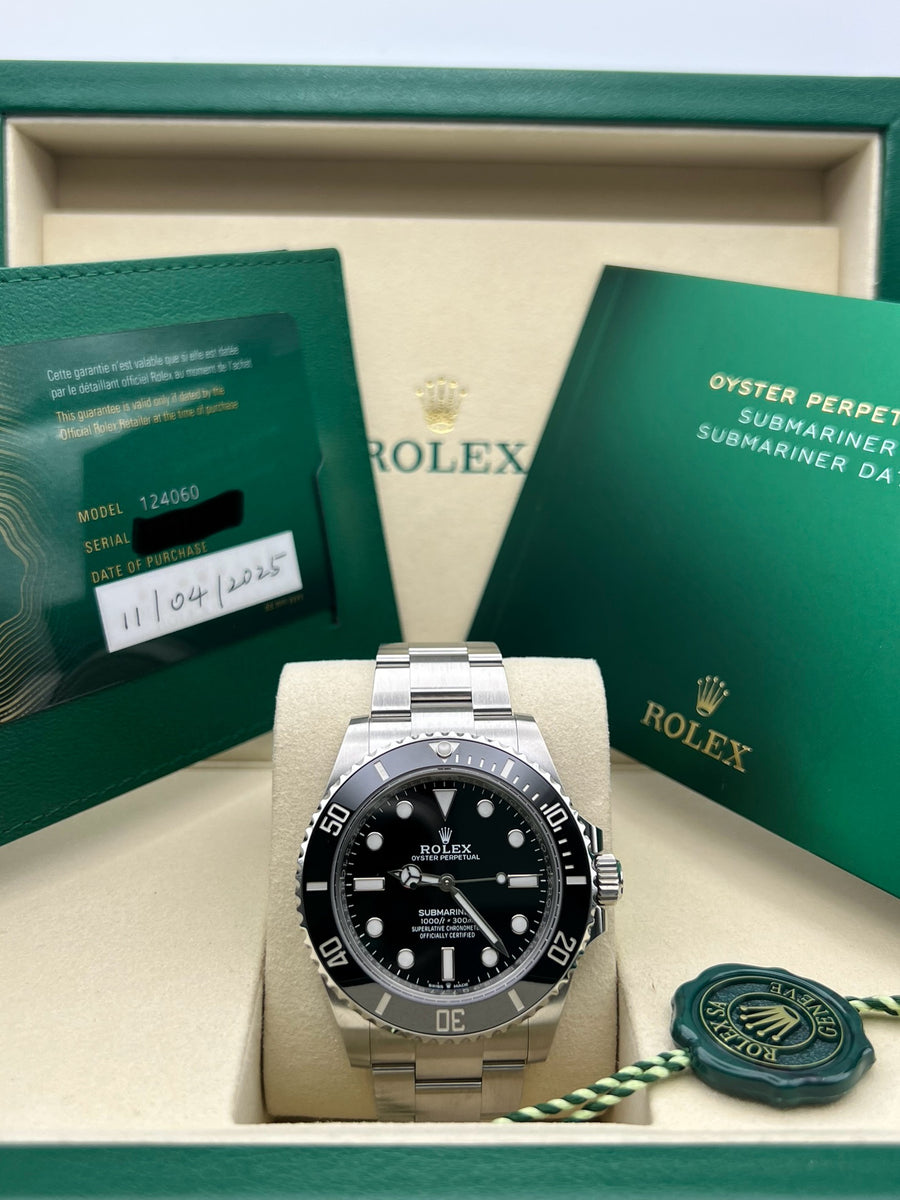 New/Unworn Rolex Submariner 124060LN Complete Set Dated 04/2025