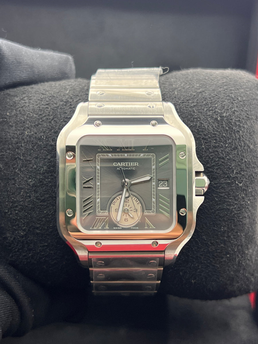 New/Unworn Cartier Santos Dual Time WSSA0076 Complete Set Dated 03/2025