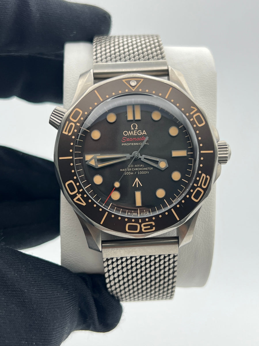 Omega Seamaster Titanium “No Time To Die” 210.92.42.20.01.001 With Box & Papers Dated 2022 + OEM Titanium Mesh Bracelet