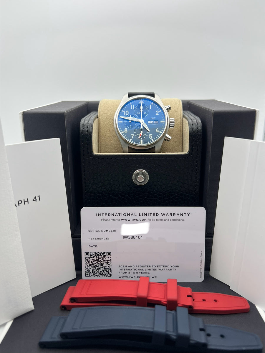 IWC Pilot Chronograph IW388101 Complete Set + 2 OEM Rubber Bands