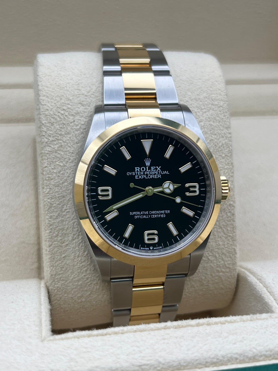 Rolex Explorer Two Tone 124273 Complete Set Dated 2022