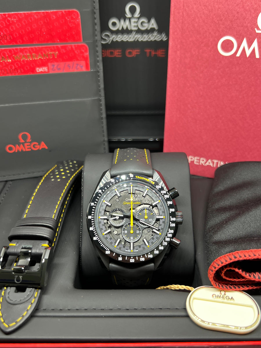 Like New Omega Speedmaster Darkside Of The Moon 311.92.44.30.01.001 Complete Set Dated 09/2024 With Additional OEM Strap & Clasp