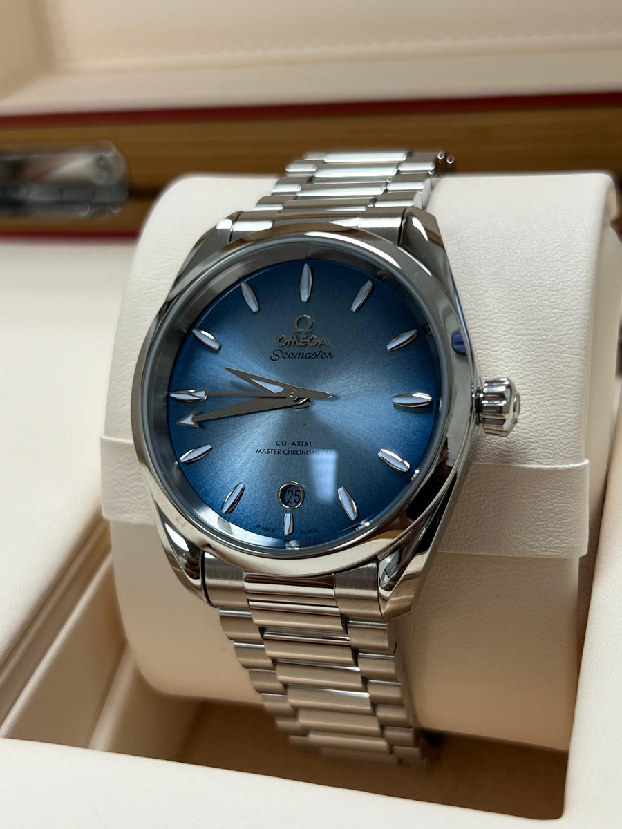 New/Unworn Omega Seamaster Aquaterra 38mm Summer Blue 220.10.38.20.03.004 Complete Set Dated 2024