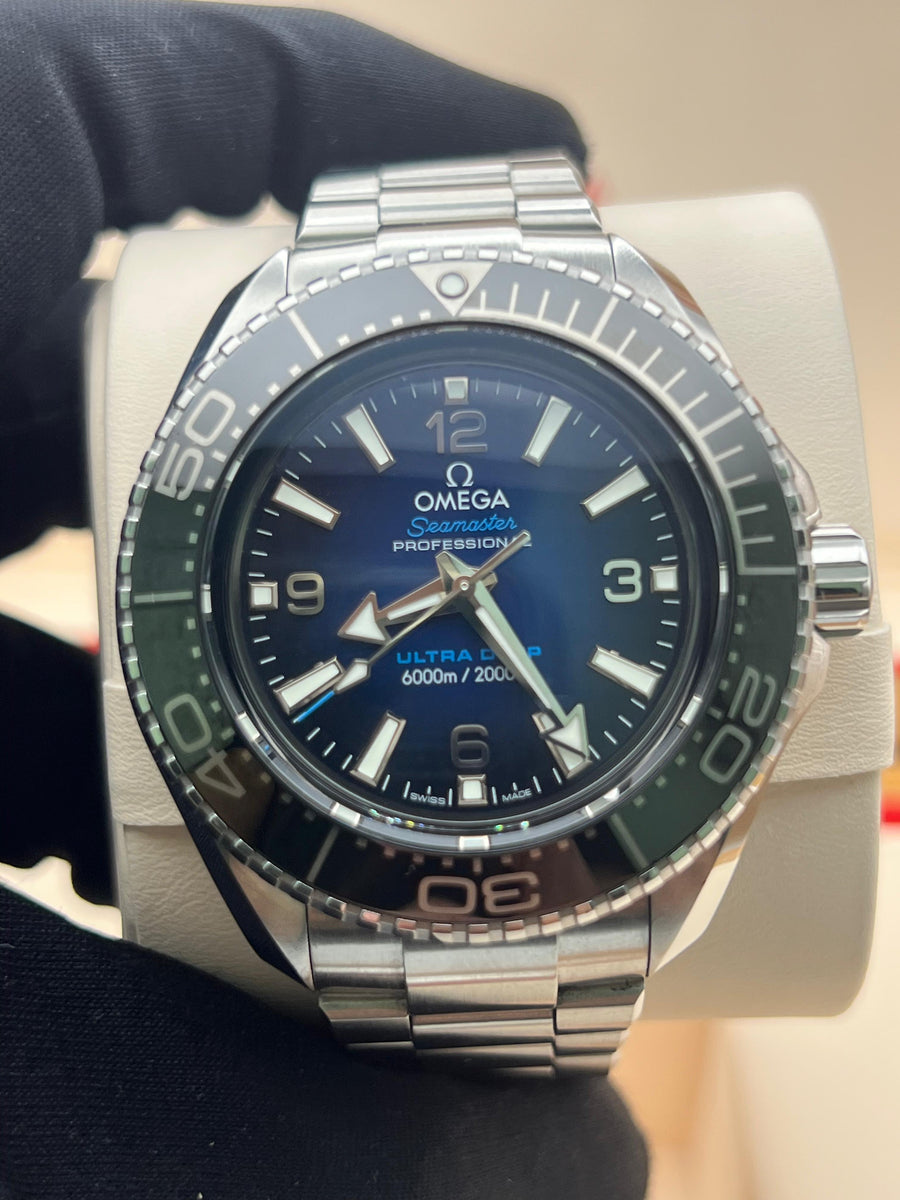 Omega Planet Ocean Ultra Deep 215.30.46.21.03.001 Complete Set Dated 2023 + 2 OEM Rubber Straps and Buckle
