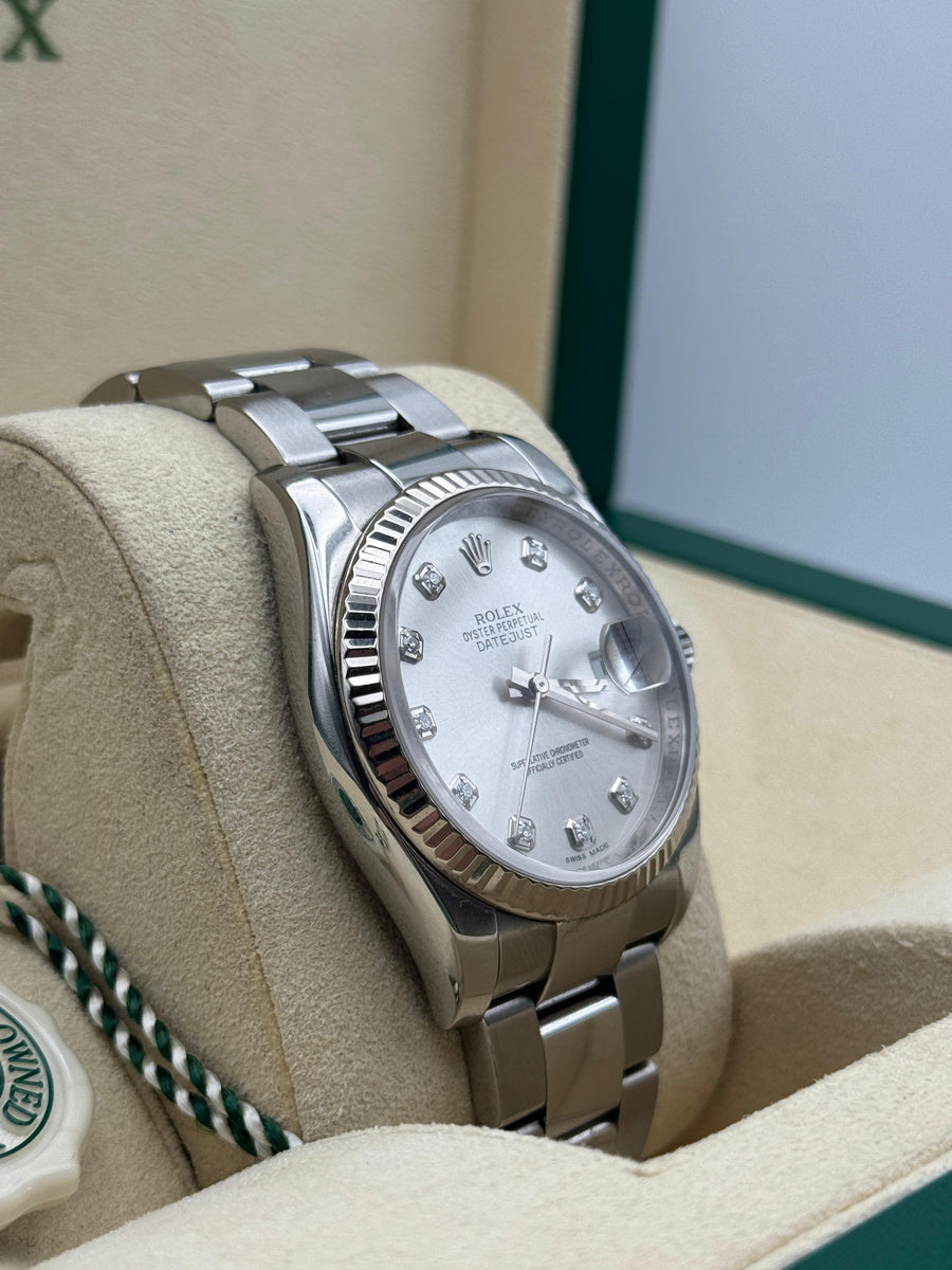 Rolex Datejust 116234 Certified Pre Owned Dated 08/2025 and Original Warranty Card Dated 2012