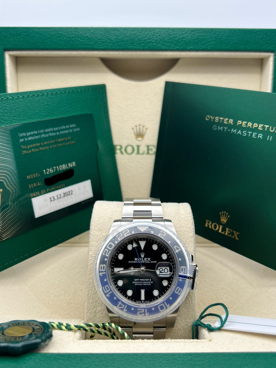 New/Unworn Rolex GMT Master II “Batman” 126710BLNR Complete Set Dated 2022