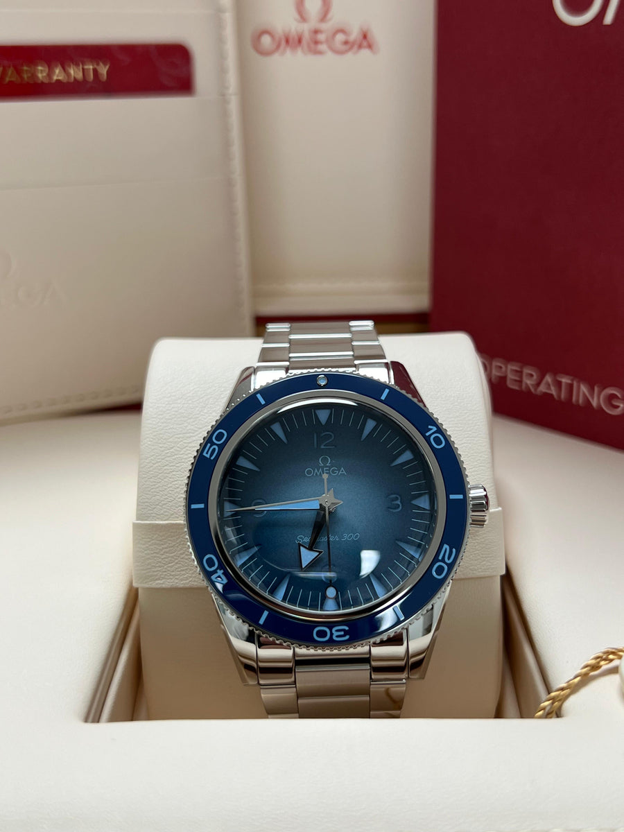 New/Unworn Omega Seamaster 300 Summer Blue 234.30.41.21.03.002 Complete Set Dated 2024