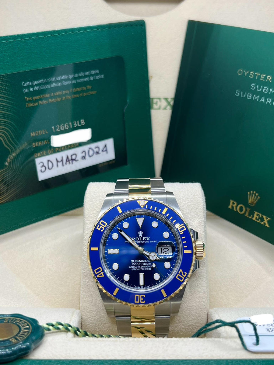 Rolex Submariner Two Tone 126613LB Complete Set Dated 03/2024