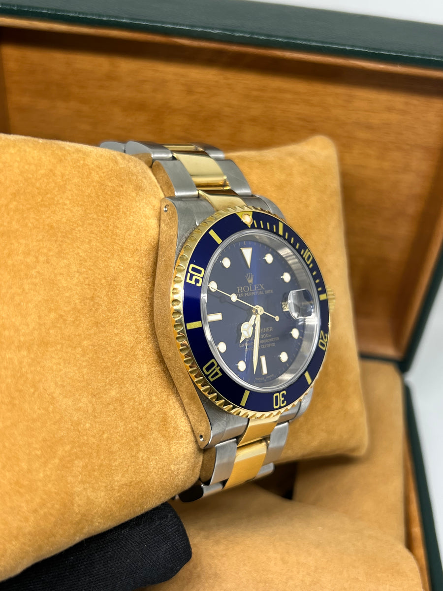 Rolex Submariner two tone blue dial 16613LB box & papers