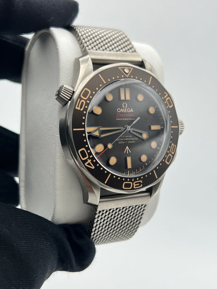 Omega Seamaster Titanium “No Time To Die” 210.92.42.20.01.001 With Box & Papers Dated 2022 + OEM Titanium Mesh Bracelet
