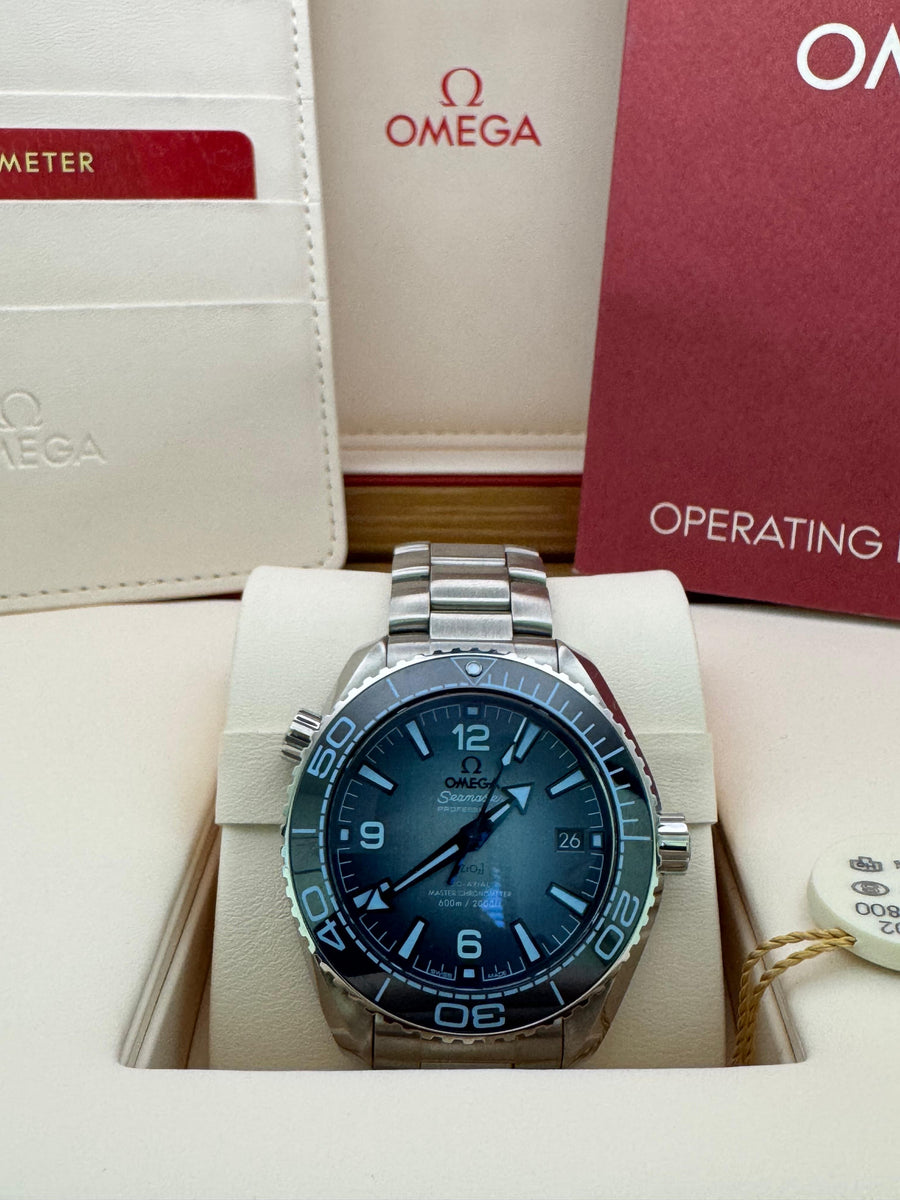 Omega Seamaster Planet Ocean Summer Blue 215.30.40.20.03.002 Complete Set Dated 2024