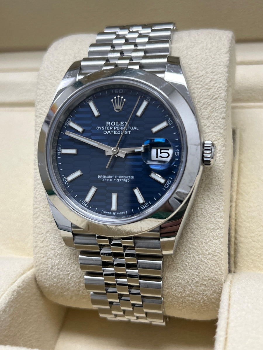 Rolex Datejust 126300 Blue Motif With Papers Only Dated 2023