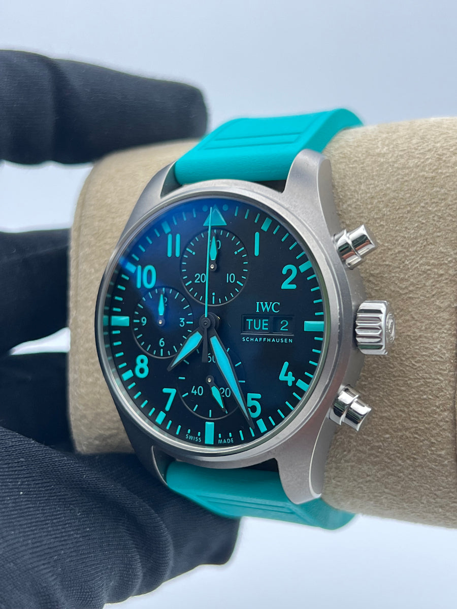 New/Unworn IWC Pilot Chronograph Mercedes AMG Petronas IW388108 Complete Set Dated 2025 + Two OEM Straps