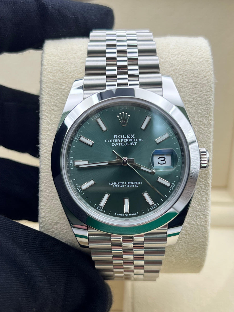 Rolex Datejust Mint Green 126300 Complete Set Dated 2024