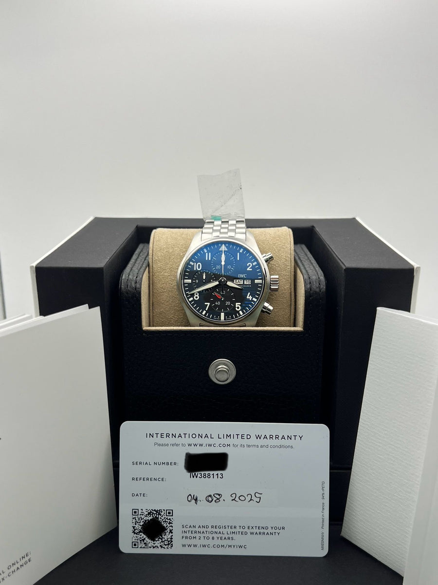 New/Unworn IWC Pilot Chronograph IW388113 Complete Set Dated 08/2025