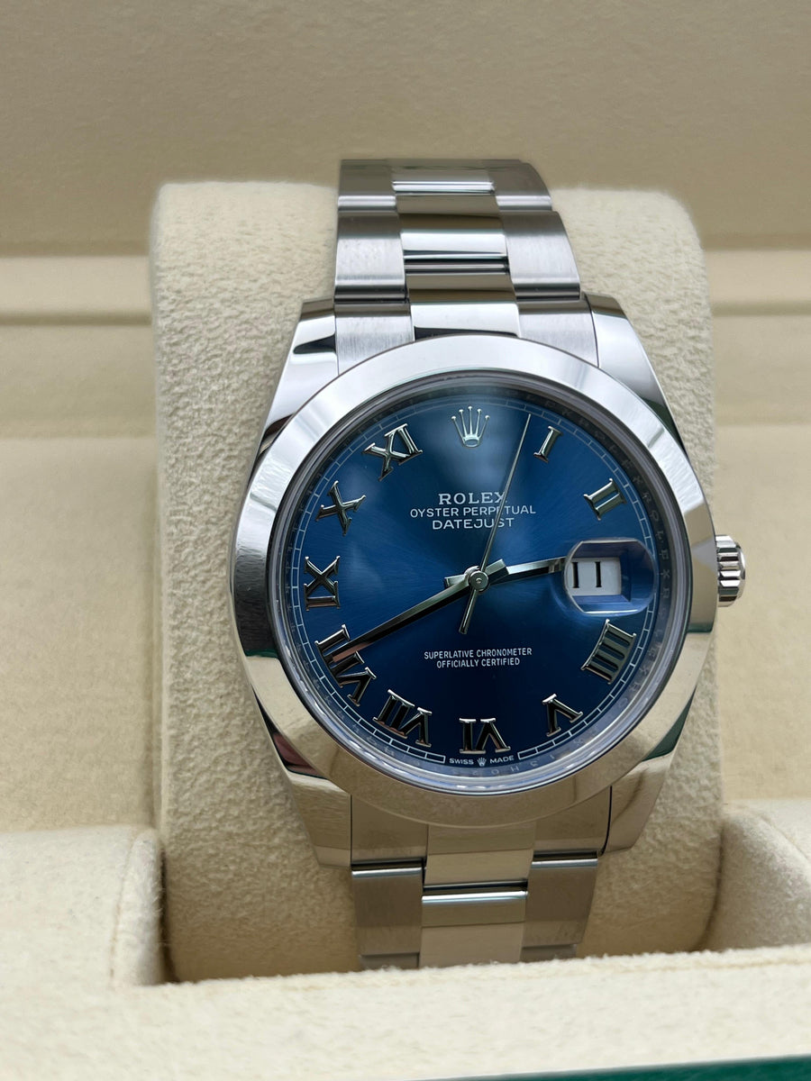 Like New Rolex Datejust Blue Azzurro 126300 Complete Set Dated 2022