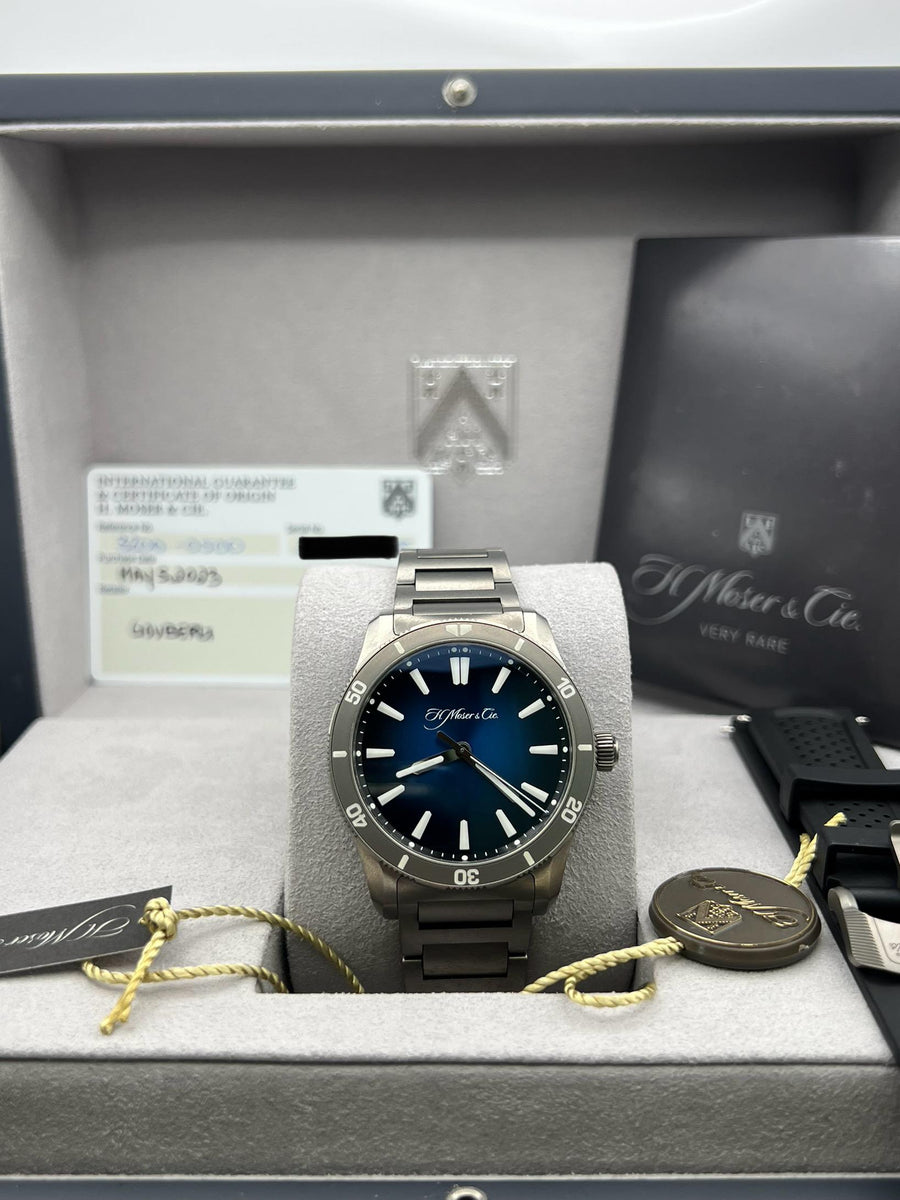 H Moser & Cie Pioneer 40mm Titanium Limited Edition 3200-0500 Complete Set Dated 2023