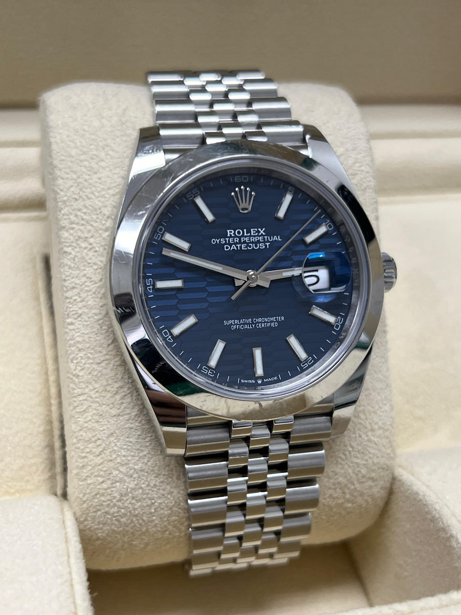Rolex Datejust 126300 Blue Motif With Papers Only Dated 2023