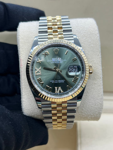 Rolex Datejust Two Tone Green Diamond Dial 126233 With Box & Papers Dated 2019