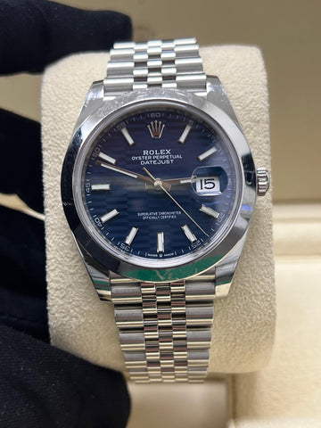 Rolex Datejust 126300 Blue Motif With Papers Only Dated 2023