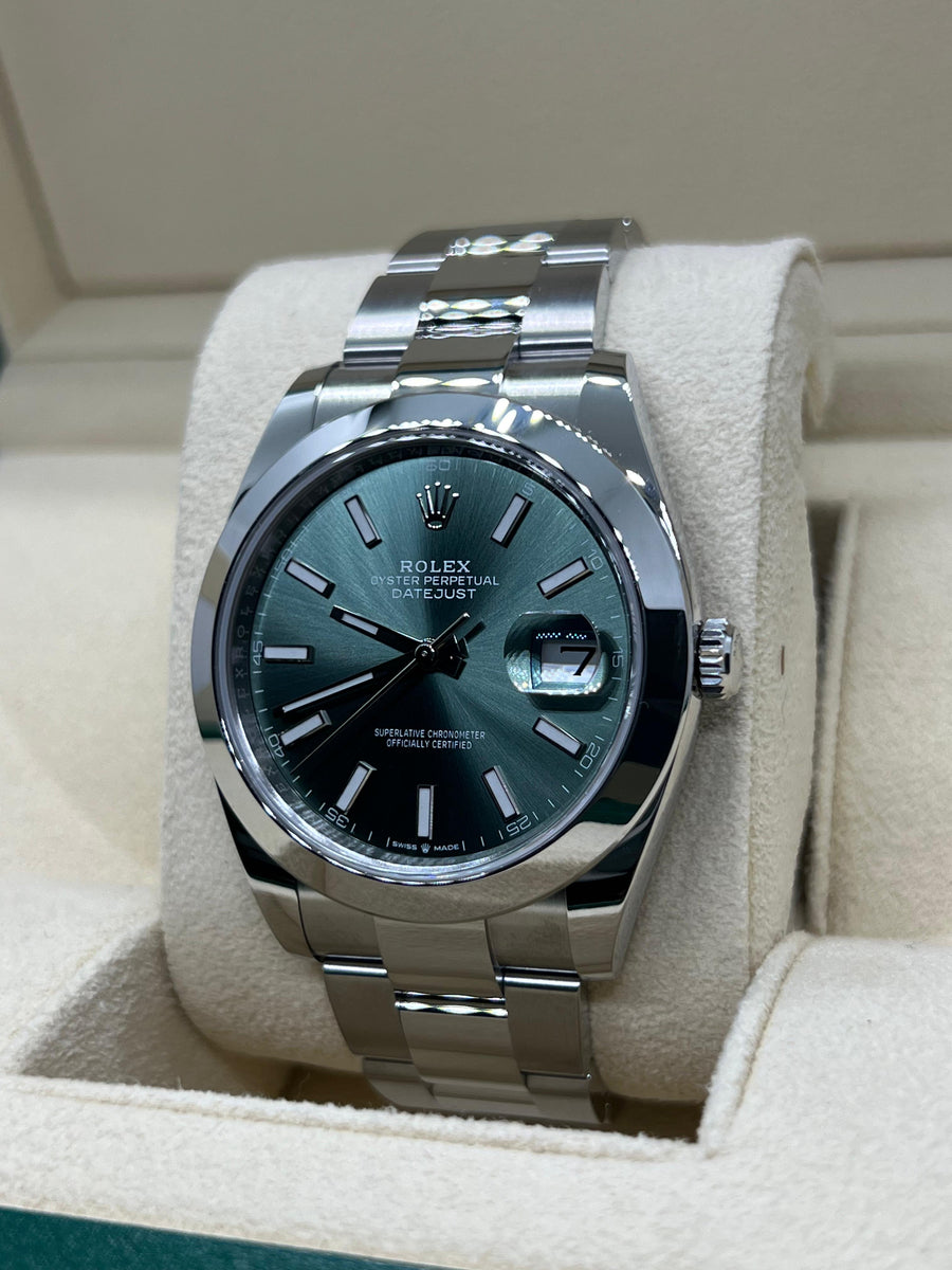 New/Unworn Rolex Datejust Mint Green 126300 Complete Set