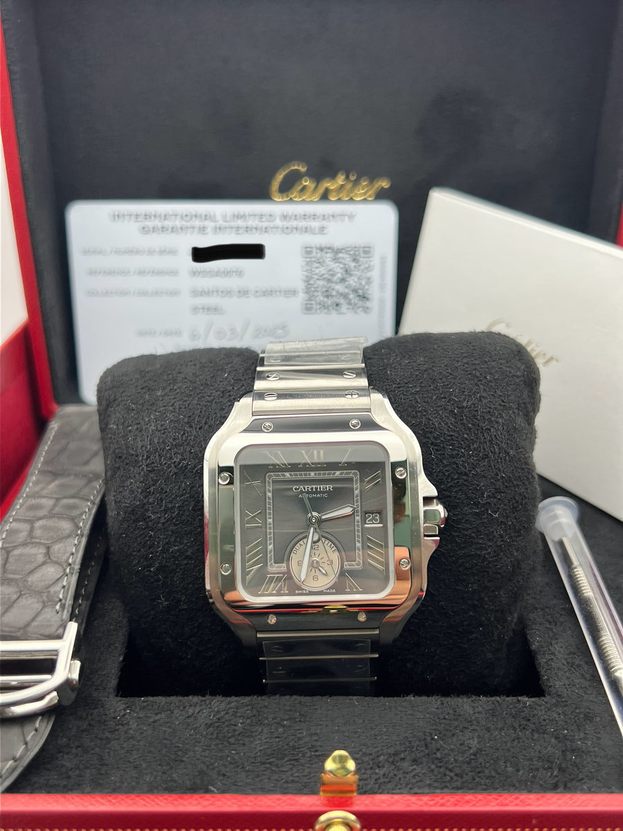 New/Unworn Cartier Santos Dual Time WSSA0076 Complete Set Dated 03/2025