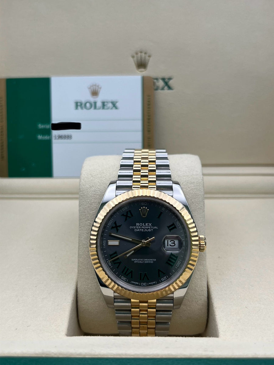 Rolex Datejust Two Tone Wimbledon 126333 With Papers Only Dated 2017