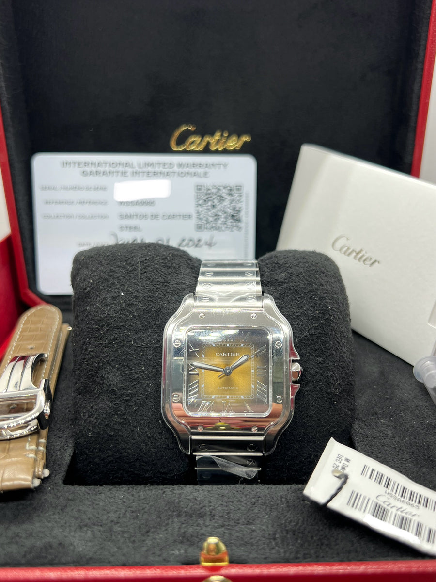 New/Unworn Cartier Santos Medium WSSA0065 Complete Set Dated 06/2024