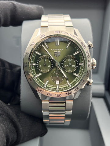 Tag Heuer Carrera Chronograph CBN2A10.BA0643 Complete Set + OEM Leather Strap & Deployment Clasp