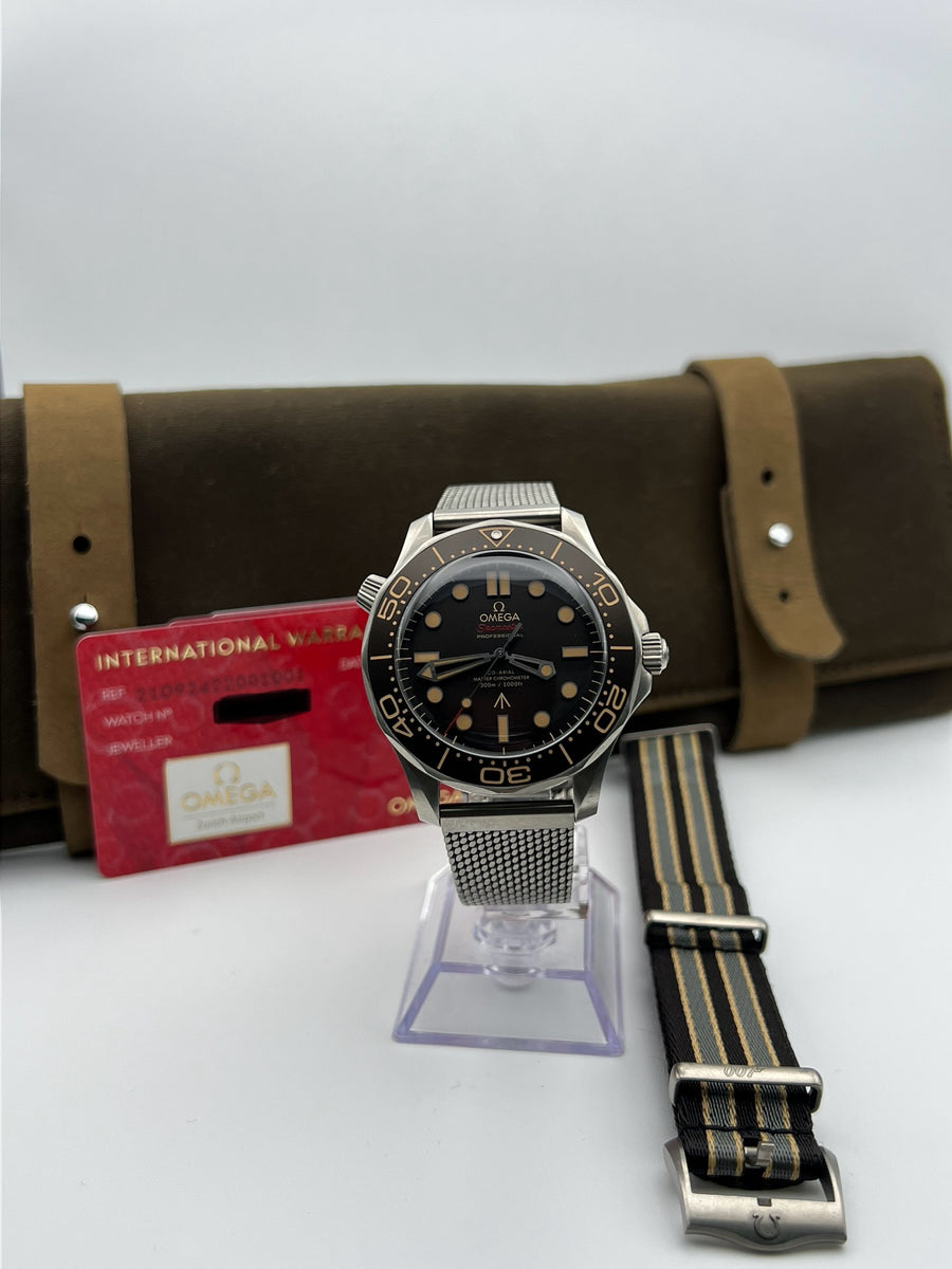 Omega Seamaster Titanium “No Time To Die” 210.92.42.20.01.001 With Box & Papers Dated 2022 + OEM Titanium Mesh Bracelet