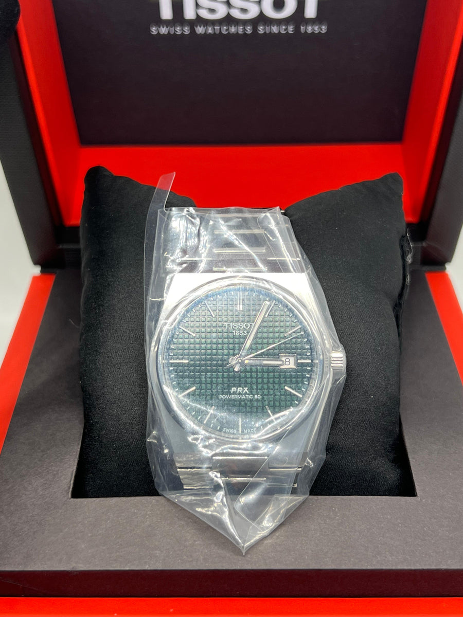 New/Unworn Tissot PRX Green 40mm T137.407.11.091.00 Complete Set