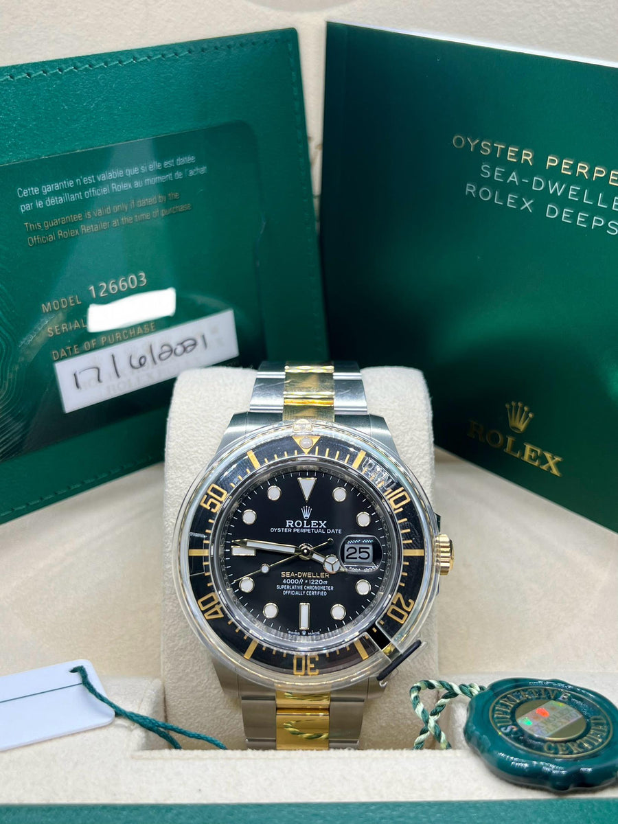 Rolex Sea Dweller Two Tone 126603 Complete Set Dated 2021