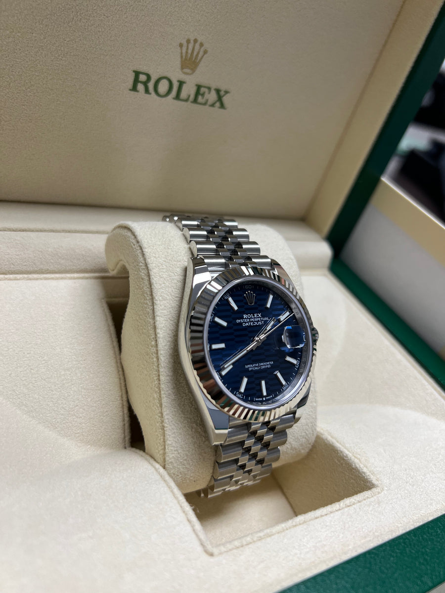 New/Unworn Rolex Datejust 126334 Blue Motif Complete Set