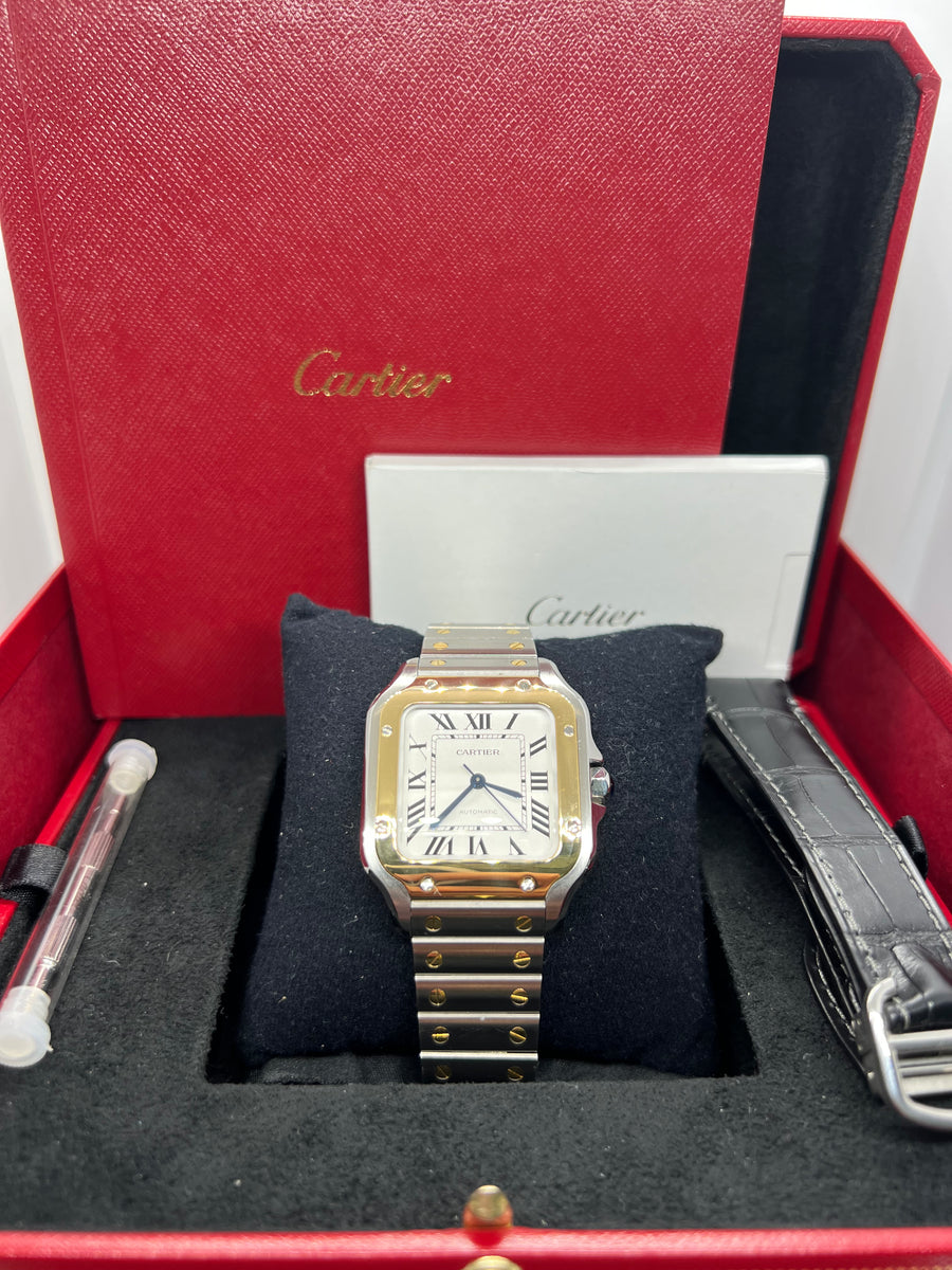 PreOwned Cartier Santos MidSize W2SA0007 Complete Set