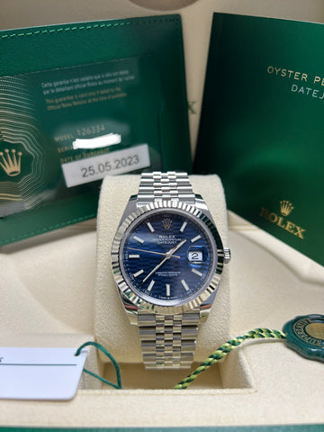 New/Unworn Rolex Datejust 126334 Blue Motif Complete Set